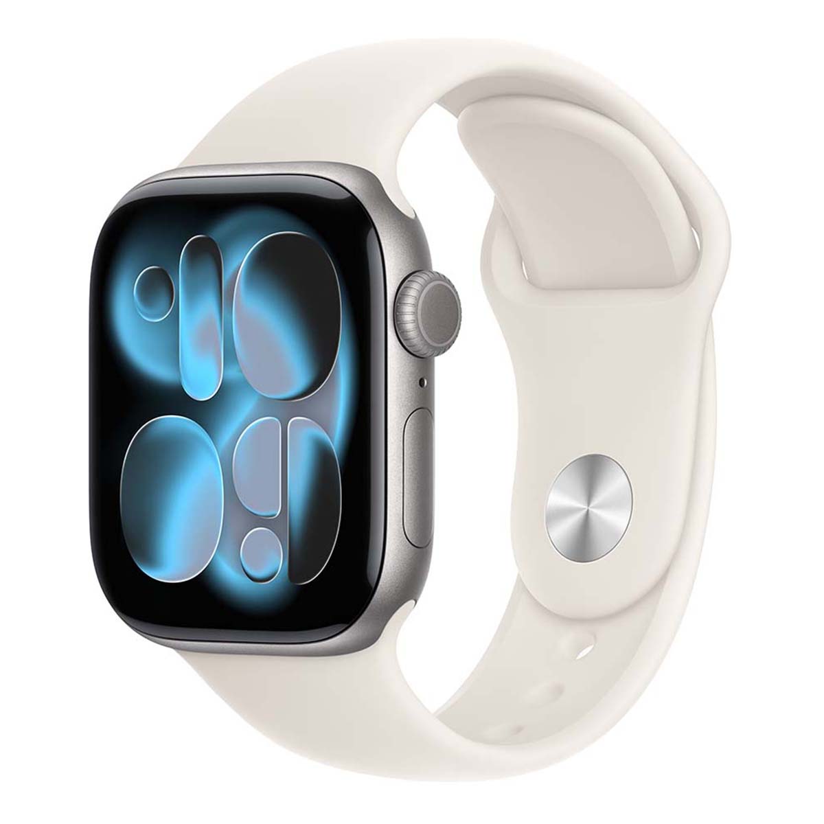 Apple Watch Series 11, 42 мм корпус из алюминия цвета «Space Gray», ремешок Sport Band цвета «Starlight»