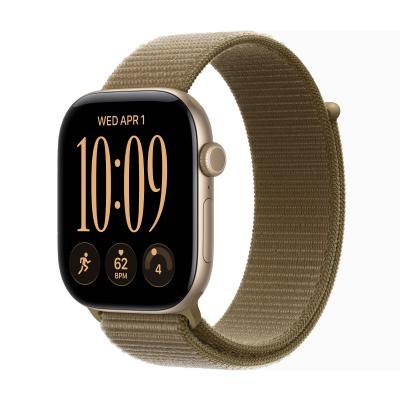 Apple Watch Series 12, 46 мм корпус из алюминия цвета «Light Gold», ремешок Sport Loop цвета «Olive»