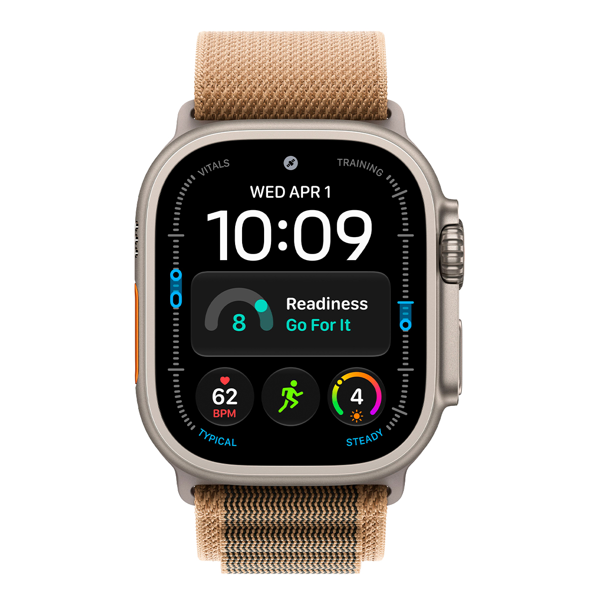 Apple Watch Ultra 4, 49 мм корпус из титана цвета «Natural», ремешок Alpine Loop цвета «Desert» размера S