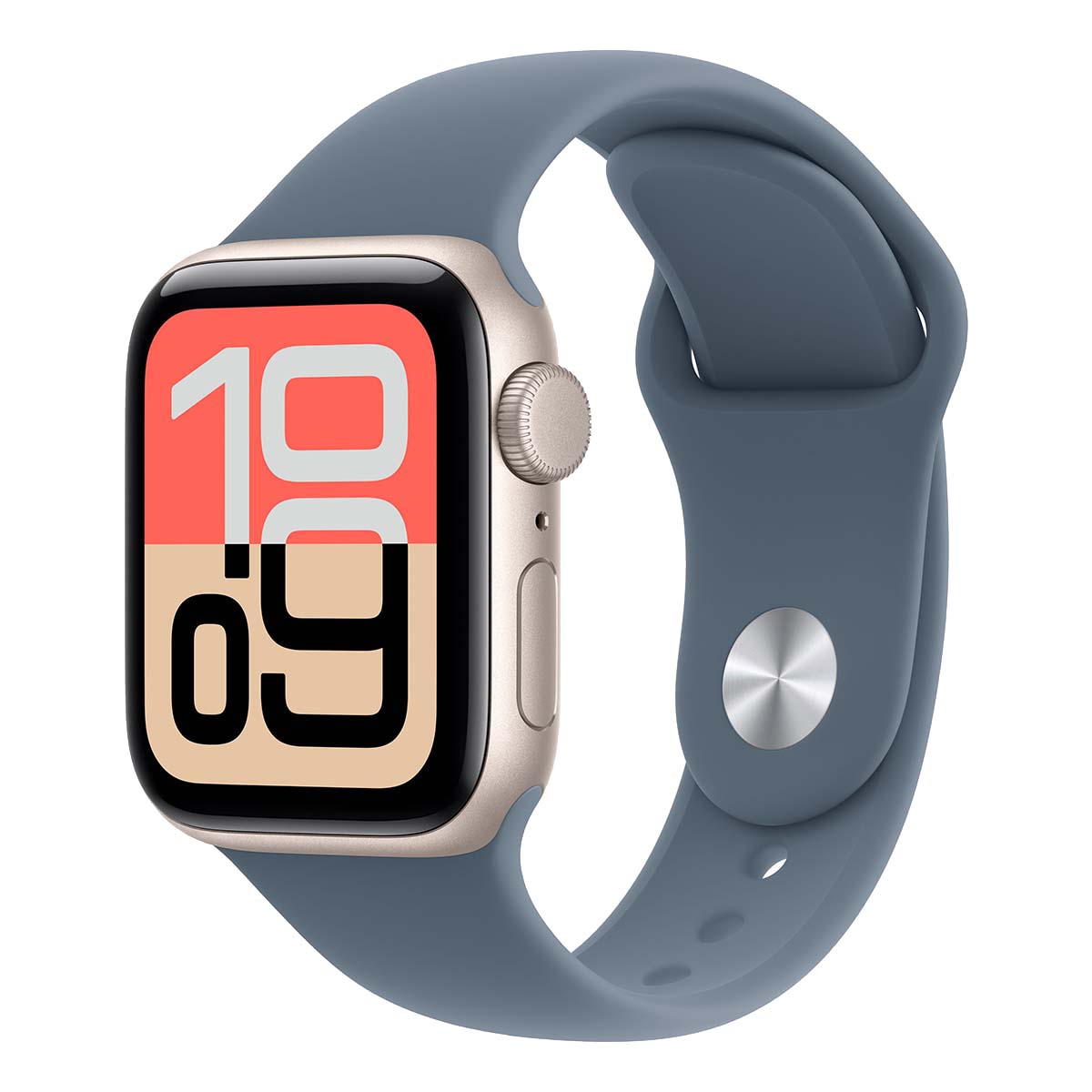 Apple Watch SE 3 (2025), 44 мм корпус из алюминия цвета «Starlight», ремешок Sport Band цвета «Anchor Blue»