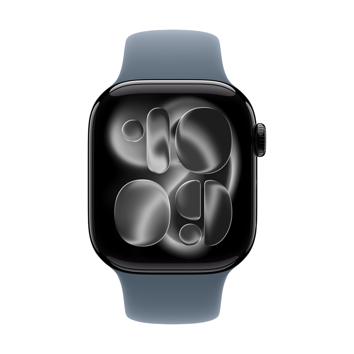 Apple Watch Series 11, 46 мм корпус из алюминия цвета «Jet Black», ремешок Sport Band цвета «Anchor Blue»